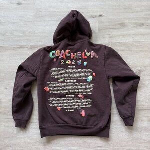 Coachella 2024 Hoodie Sweatshirt Small Brown Desert Elements Lineup Festival